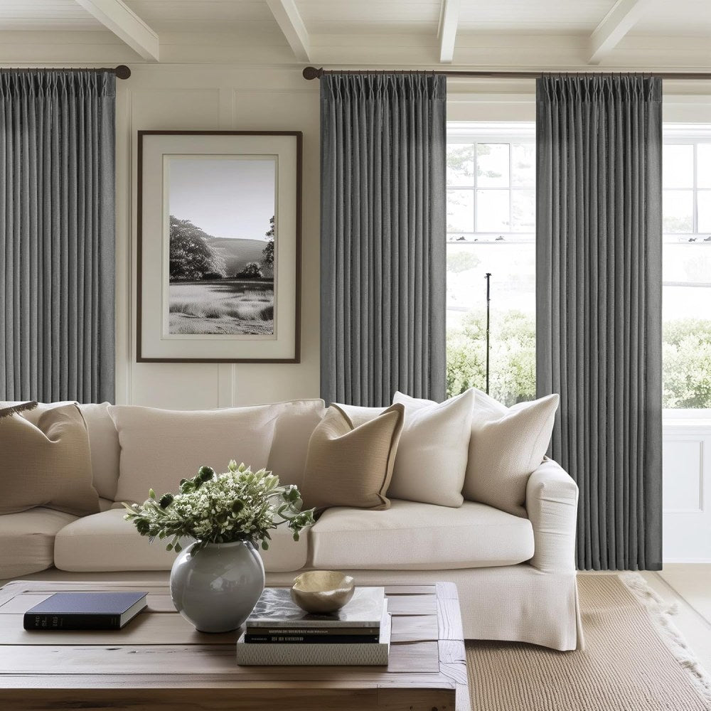 Linen Curtains Drapes Pinch Pleated, (Pack of 2)