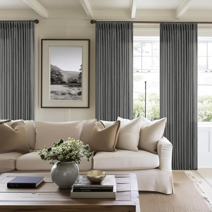 Linen Curtains Drapes Pinch Pleated, (Pack of 2)