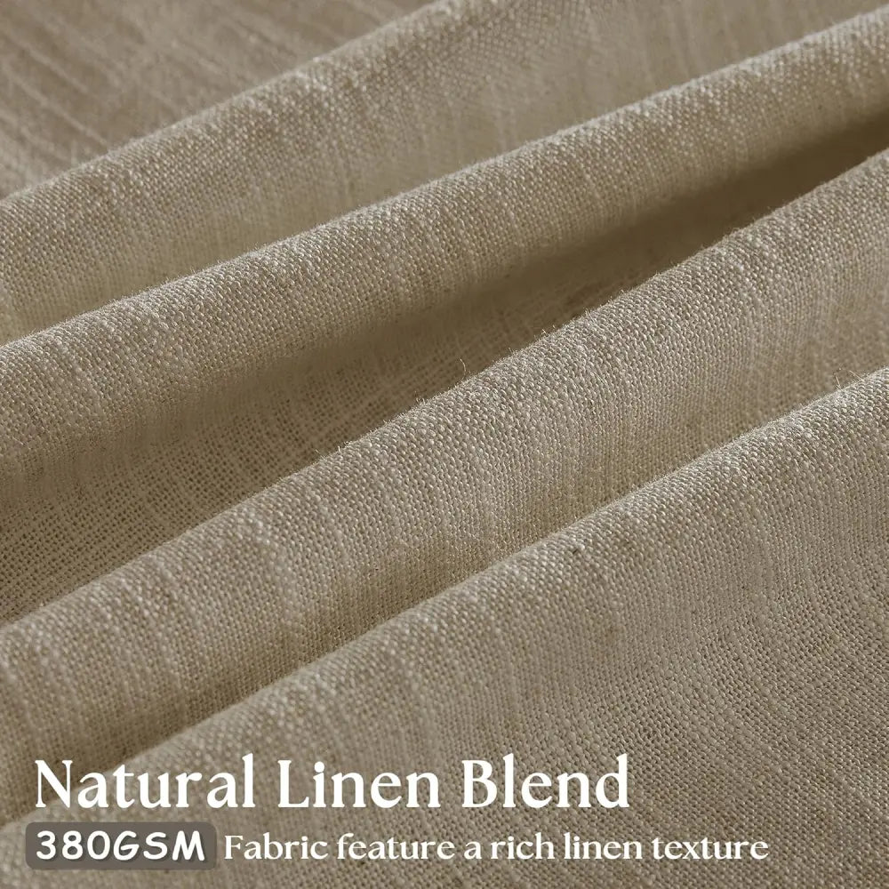 Burlywood Birch Pinch Pleated Linen Curtains, Pack of 2 Light Filtering Linen Drapes with Hooks