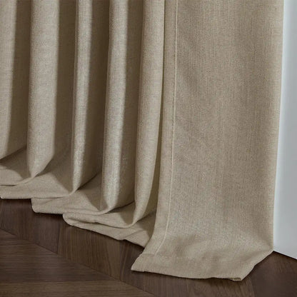 Burlywood Birch Pinch Pleated Linen Curtains, Pack of 2 Light Filtering Linen Drapes with Hooks