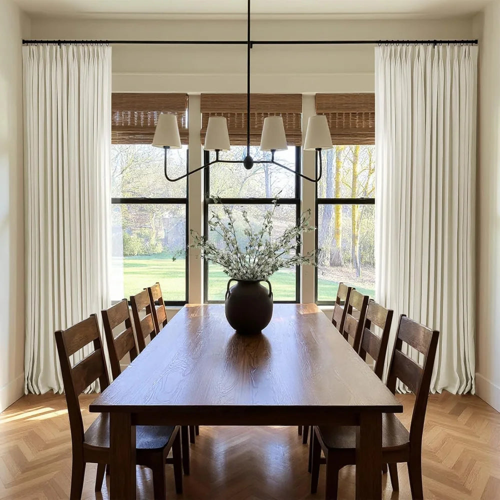 FarraHome ivory white linen drapes for living room and dining room