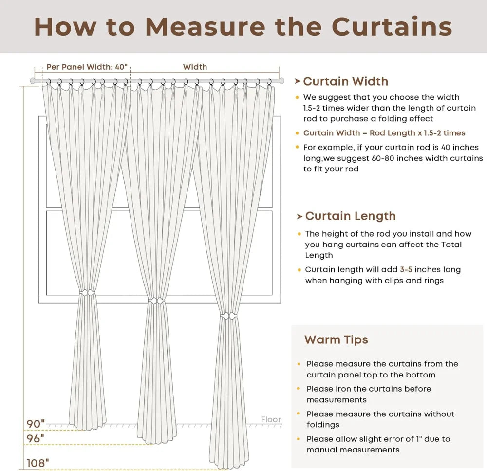 Pinch Pleated Linen Curtains for Living Roomt, Pack of 2 Light Filtering Drapes with Hooks