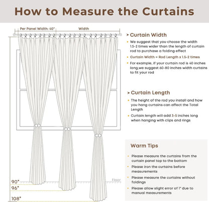 Pinch Pleated Linen Curtains for Living Roomt, Pack of 2 Light Filtering Drapes with Hooks