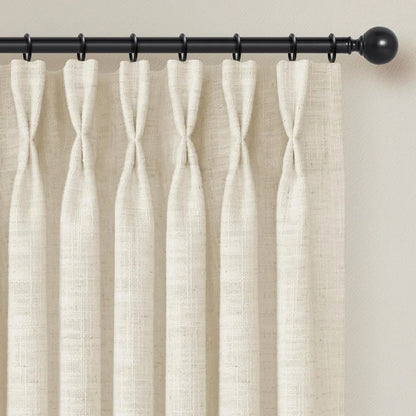 Pinch Pleated Linen Curtains for Living Roomt, Pack of 2 Light Filtering Drapes with Hooks
