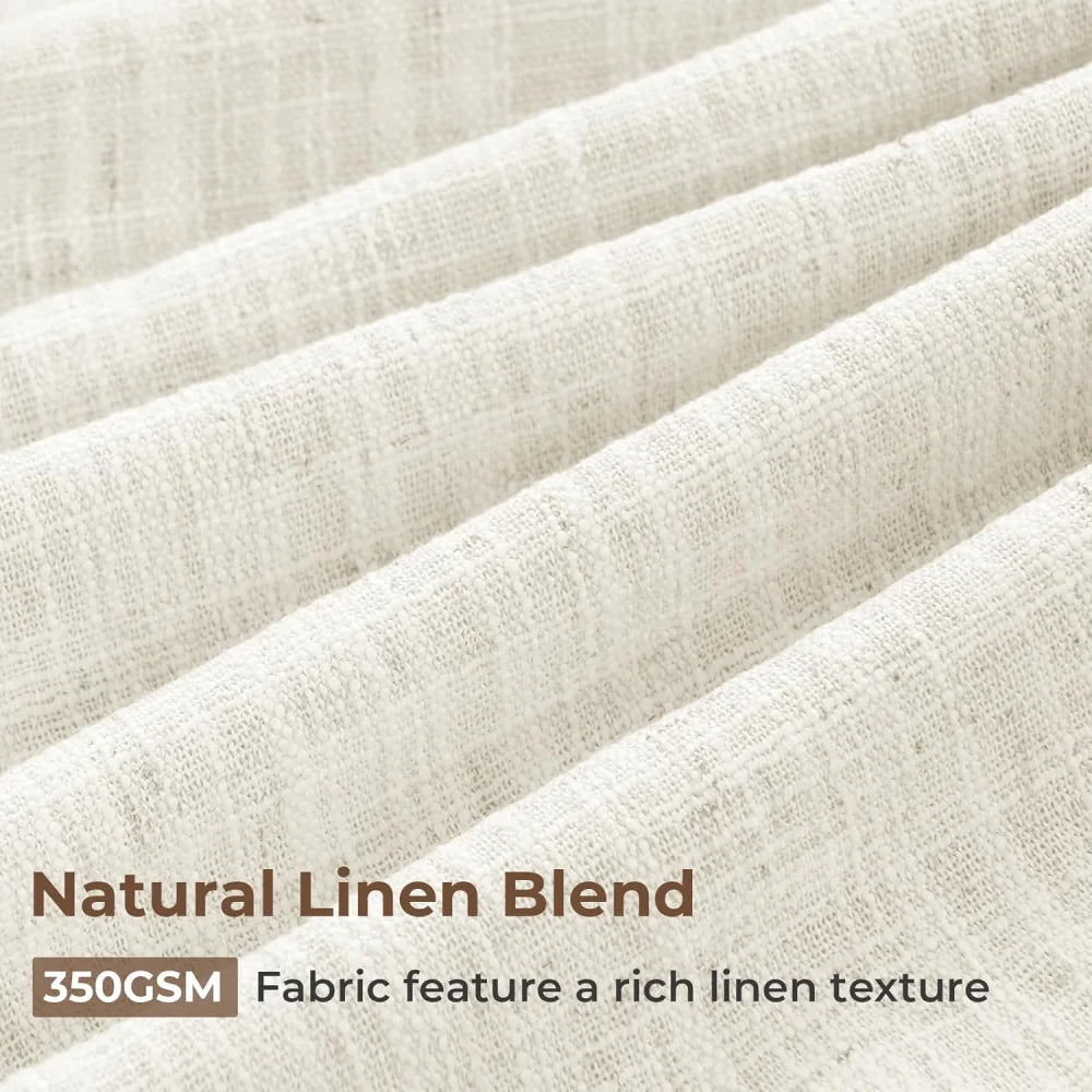 Pinch Pleated Linen Curtains for Living Roomt, Pack of 2 Light Filtering Drapes with Hooks