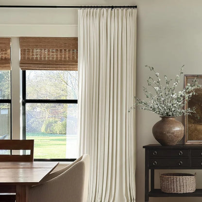 Pinch Pleated Linen Curtains for Living Roomt, Pack of 2 Light Filtering Drapes with Hooks