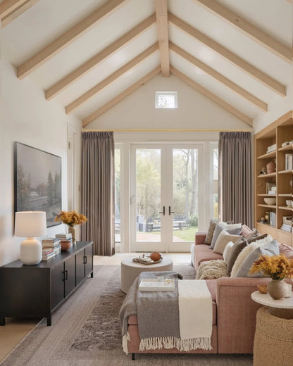 Taupe Grey Pinch Pleated Linen Curtains, Pack of 2 Light Filtering Linen Drapes with Hooks