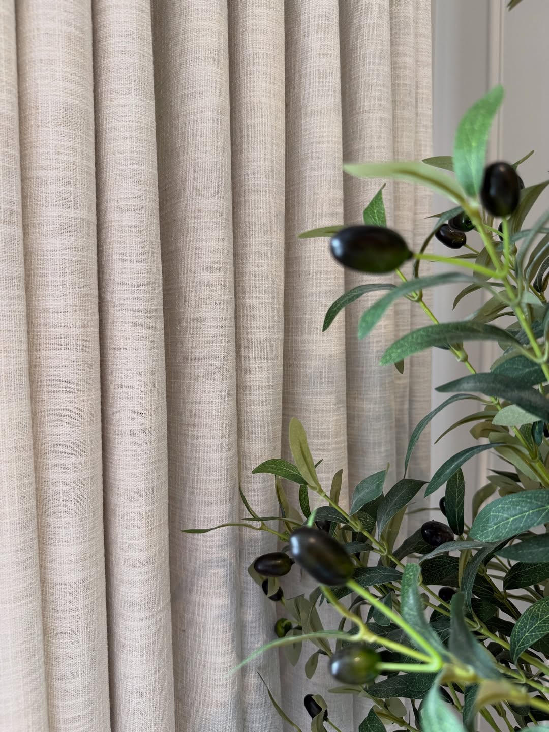 Linen Curtain, Blackout Pinch Pleated Drapes, Natural Linen (Pack of 2))