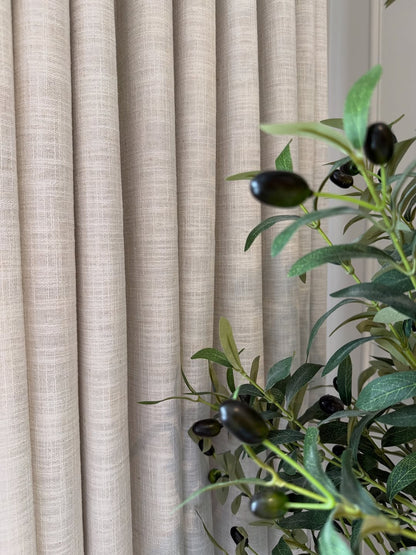 Linen Curtain, Blackout Pinch Pleated Drapes, Natural Linen (Pack of 2))