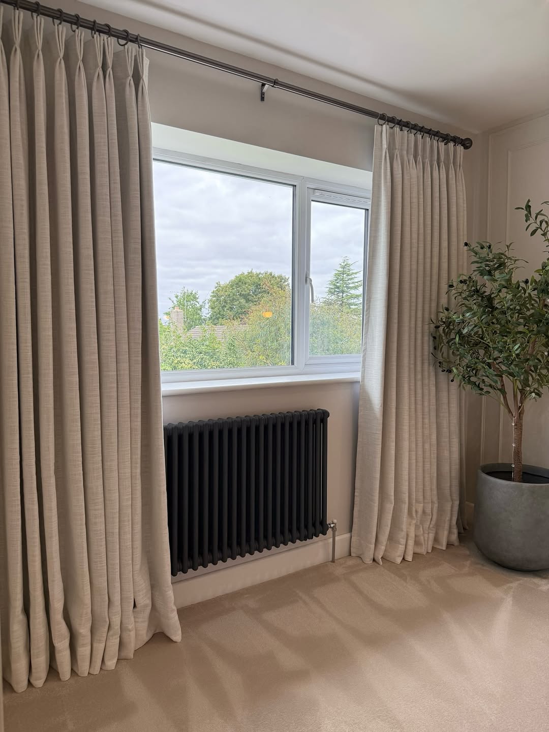 Linen Curtain, Blackout Pinch Pleated Drapes, Natural Linen (Pack of 2))