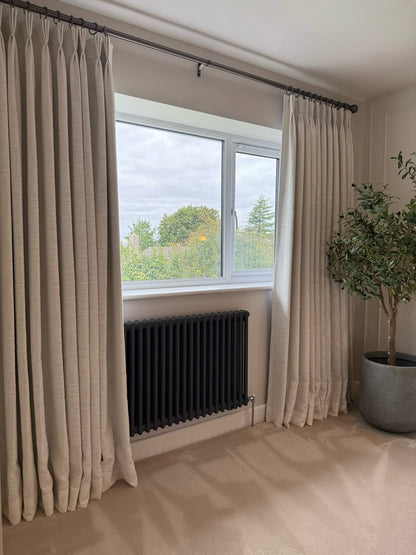 Linen Curtain, Blackout Pinch Pleated Drapes, Natural Linen (Pack of 2))