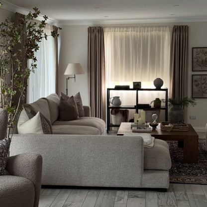 Linen Curtains Drapes Pinch Pleated, Burlywood Birch, (Pack of 2)