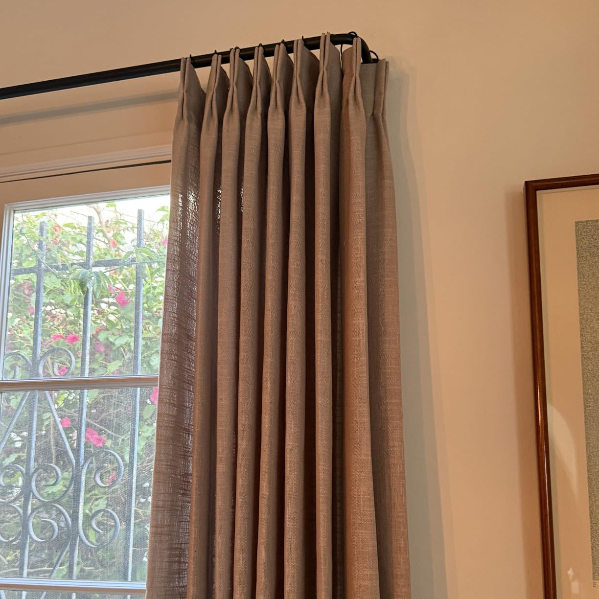 Linen Curtains Drapes Pinch Pleated, Burlywood Birch, (Pack of 2)