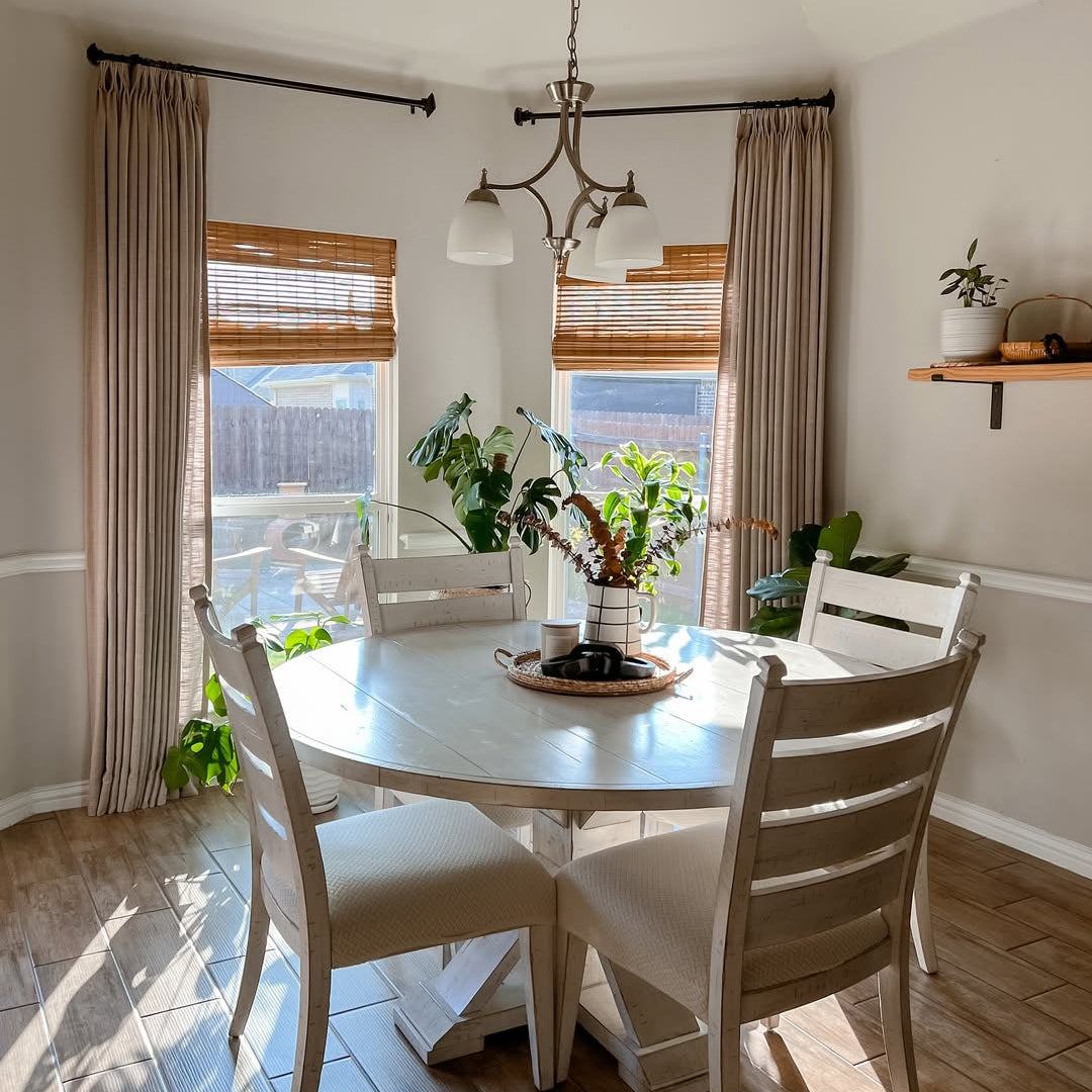 Linen Curtains Drapes Pinch Pleated, Burlywood Birch, (Pack of 2)