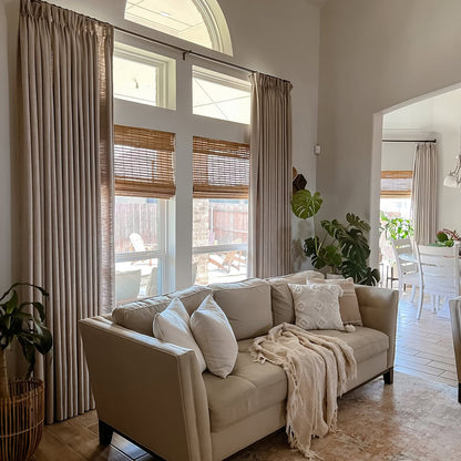 Linen Curtains Drapes Pinch Pleated, Burlywood Birch, (Pack of 2)