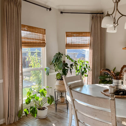 Linen Curtains Drapes Pinch Pleated, Burlywood Birch, (Pack of 2)