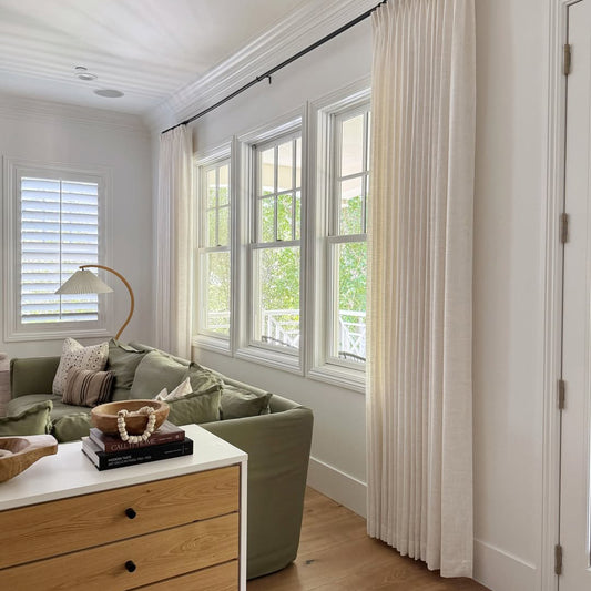 Linen Curtains Drapes Pinch Pleated, Natural (Pack of 2)