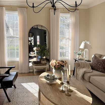 Linen Curtains Drapes Pinch Pleated, Natural (Pack of 2)