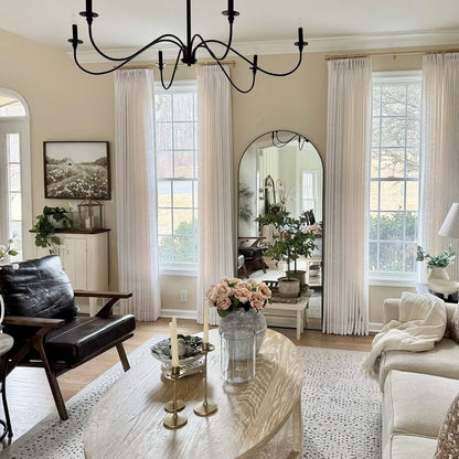 Linen Curtains Drapes Pinch Pleated, Natural (Pack of 2)