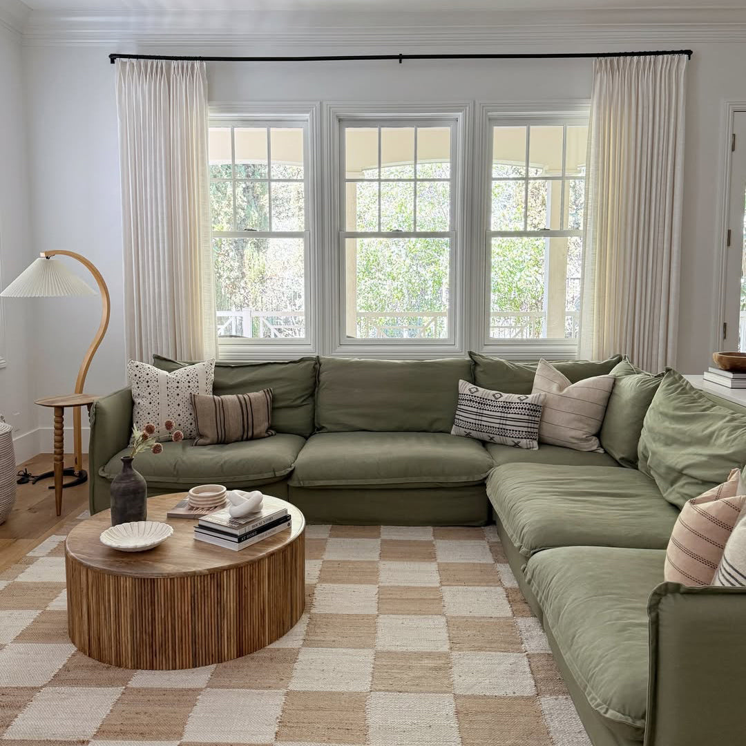 Linen Curtains Drapes Pinch Pleated, Natural (Pack of 2)