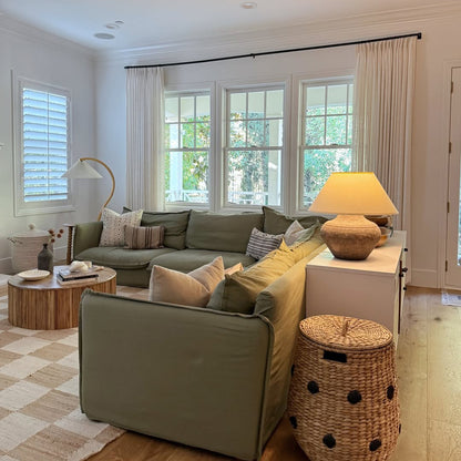 Linen Curtains Drapes Pinch Pleated, Natural (Pack of 2)