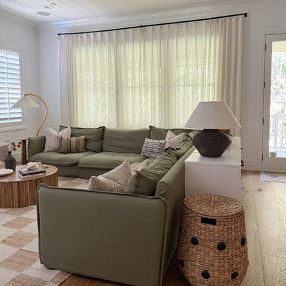 Linen Curtains Drapes Pinch Pleated, Natural (Pack of 2)