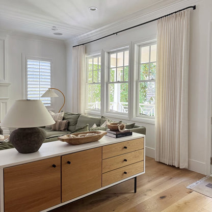 Linen Curtains Drapes Pinch Pleated, Natural (Pack of 2)