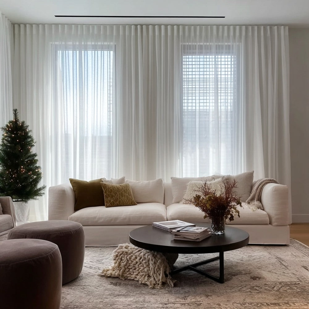 Linen Sheer Curtains, Pinch Pleat, Natural Linen (Pack of 2)