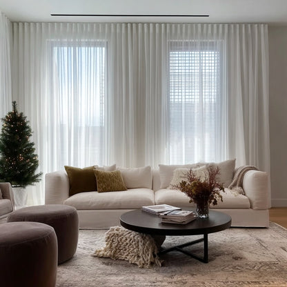 Linen Sheer Curtains, Pinch Pleat, Natural Linen (Pack of 2)