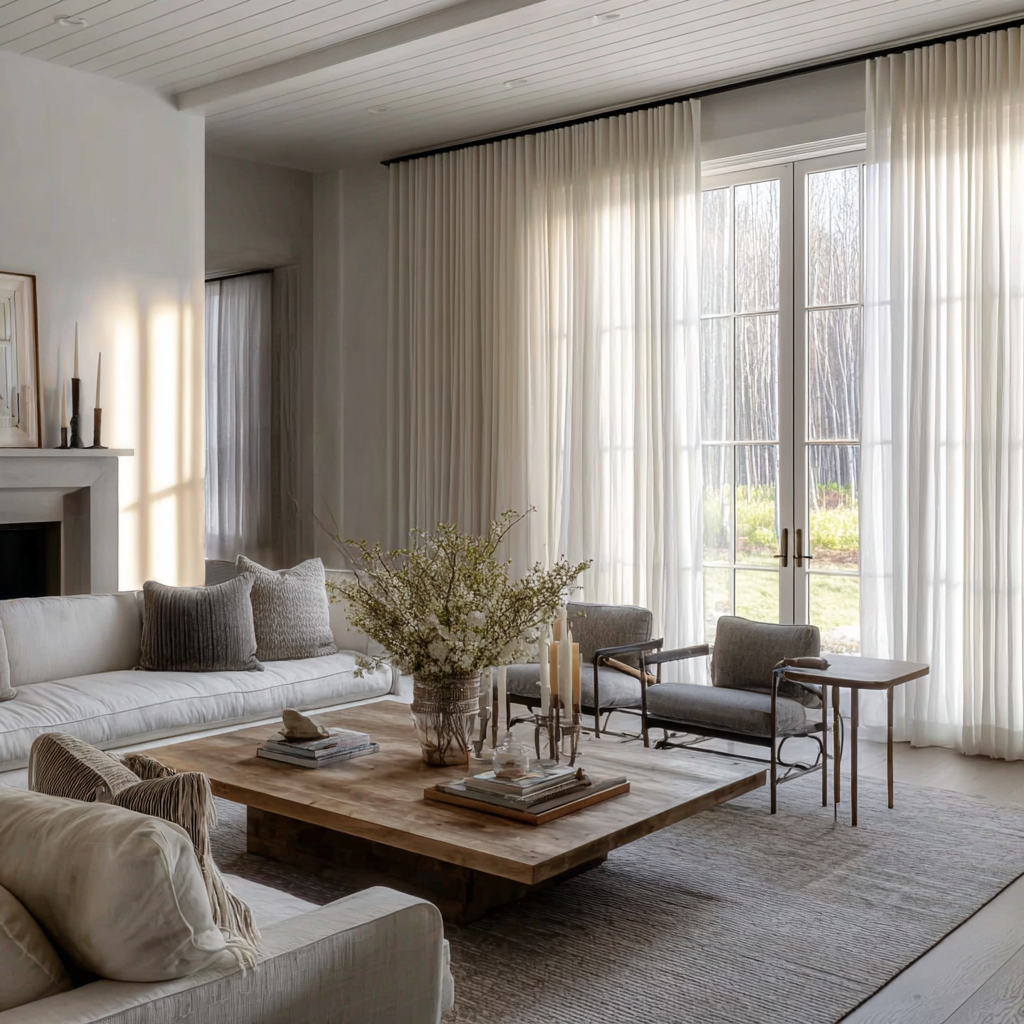 Linen Sheer Curtains, Pinch Pleat, Natural Linen (Pack of 2)