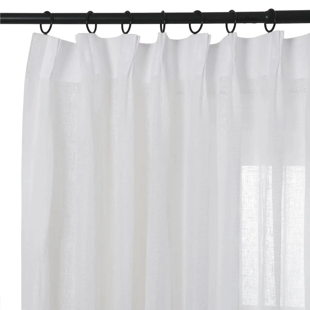 Linen Sheer Curtains, Pinch Pleat, Off White (Pack of 2)
