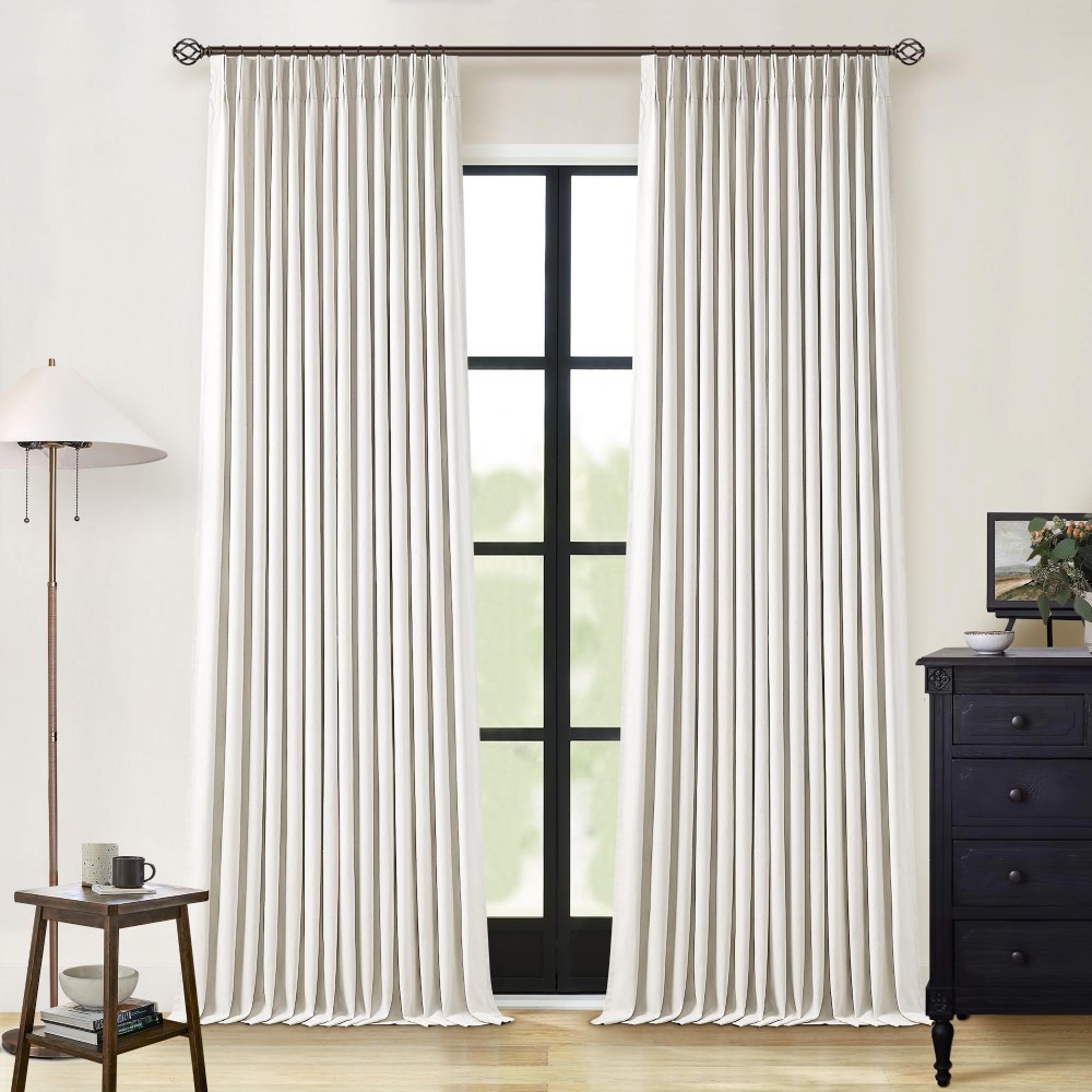 Linen Curtain, Blackout Pinch Pleated Drapes, Natural Linen (Pack of 2))