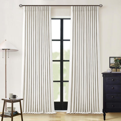 Linen Curtain, Blackout Pinch Pleated Drapes, Natural Linen (Pack of 2))