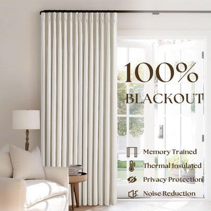 Linen Curtain, Blackout Pinch Pleated Drapes, Natural Linen (Pack of 2))