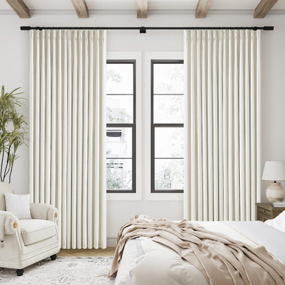 Linen Curtain, Blackout Pinch Pleated Drapes, Natural Linen (Pack of 2))