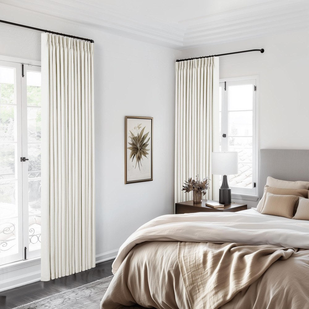 Linen Curtain, Blackout Pinch Pleated Drapes, Natural Linen (Pack of 2))