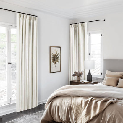 Linen Curtain, Blackout Pinch Pleated Drapes, Natural Linen (Pack of 2))
