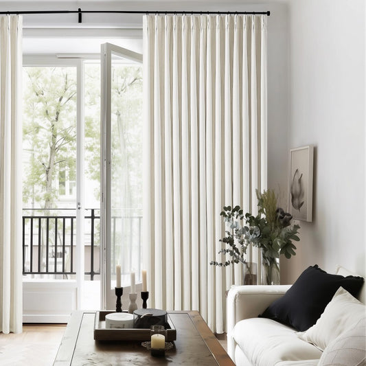 Linen Curtain, Blackout Pinch Pleated Drapes, Natural Linen (Pack of 2))