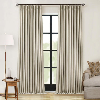 Pinch Pleated Blackout Curtain, Linen Drapes, Burlywood Birch (Pack of 2)