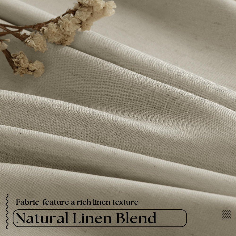 Pinch Pleated Blackout Curtain, Linen Drapes, Burlywood Birch (Pack of 2)