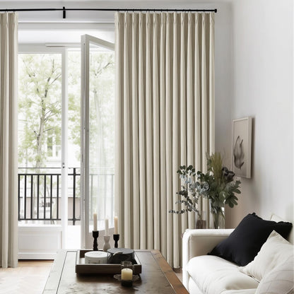 Pinch Pleated Blackout Curtain, Linen Drapes, Burlywood Birch (Pack of 2)