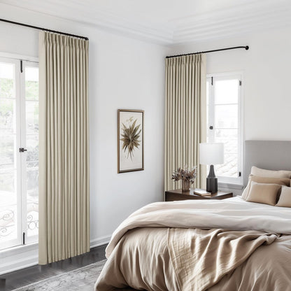 Pinch Pleated Blackout Curtain, Linen Drapes, Burlywood Birch (Pack of 2)