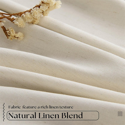 Pinch Pleated Blackout Curtain, Linen Drapes, Cream Beige (Pack of 2)