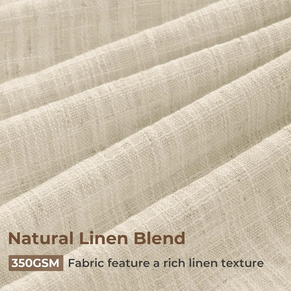 Pinch Pleated Linen Curtains for Living Roomt, Pack of 2 Light Filtering Drapes with Hooks