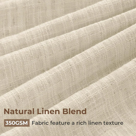 Light Khaki Pinch Pleated Linen Curtains, Pack of 2 Light Filtering Linen Drapes with Hooks