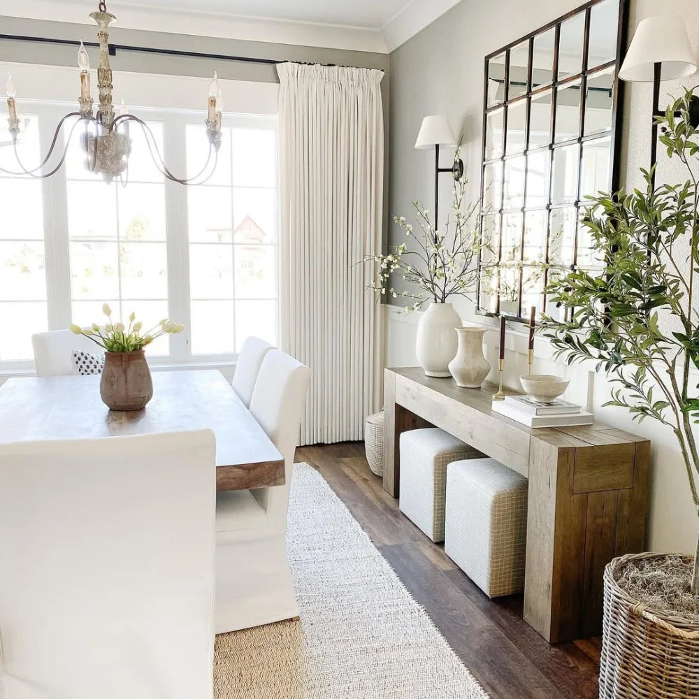 Blackout Linen Curtains for Bedroom, Pack of 2 Pleated Drapes with Hooks & Rings