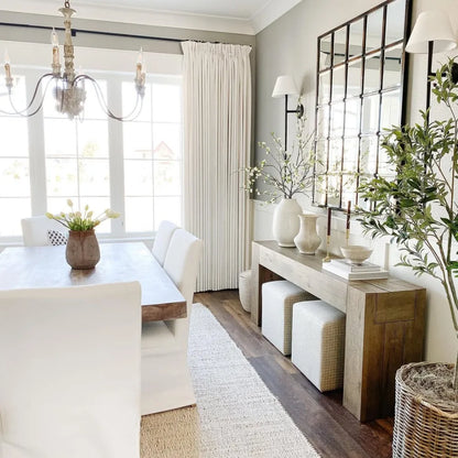 Blackout Linen Curtains for Bedroom, Pack of 2 Pleated Drapes with Hooks & Rings