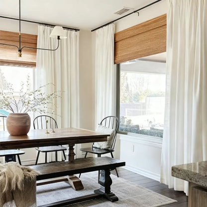 Pinch Pleated Linen Curtains for Living Room, Pack of 2 Light Filtering Drapes with Hooks