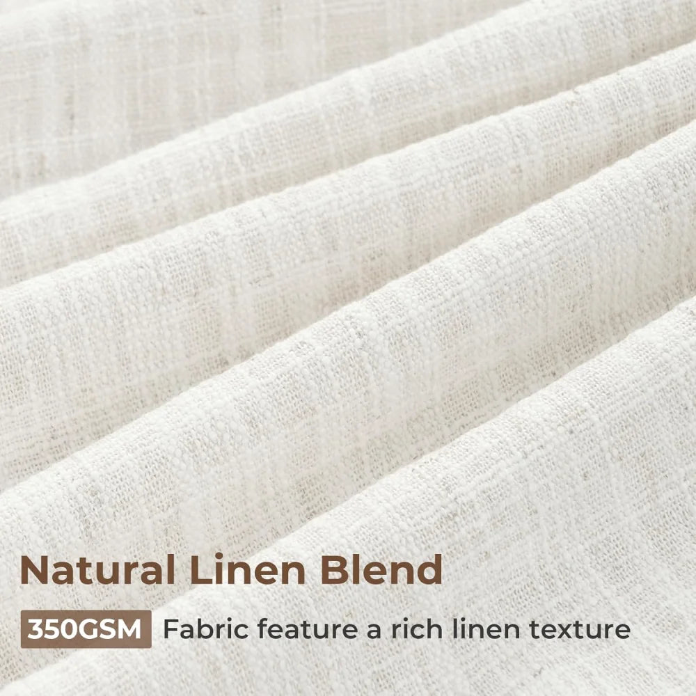 Pinch Pleated Linen Curtains for Living Roomt, Pack of 2 Light Filtering Drapes with Hooks