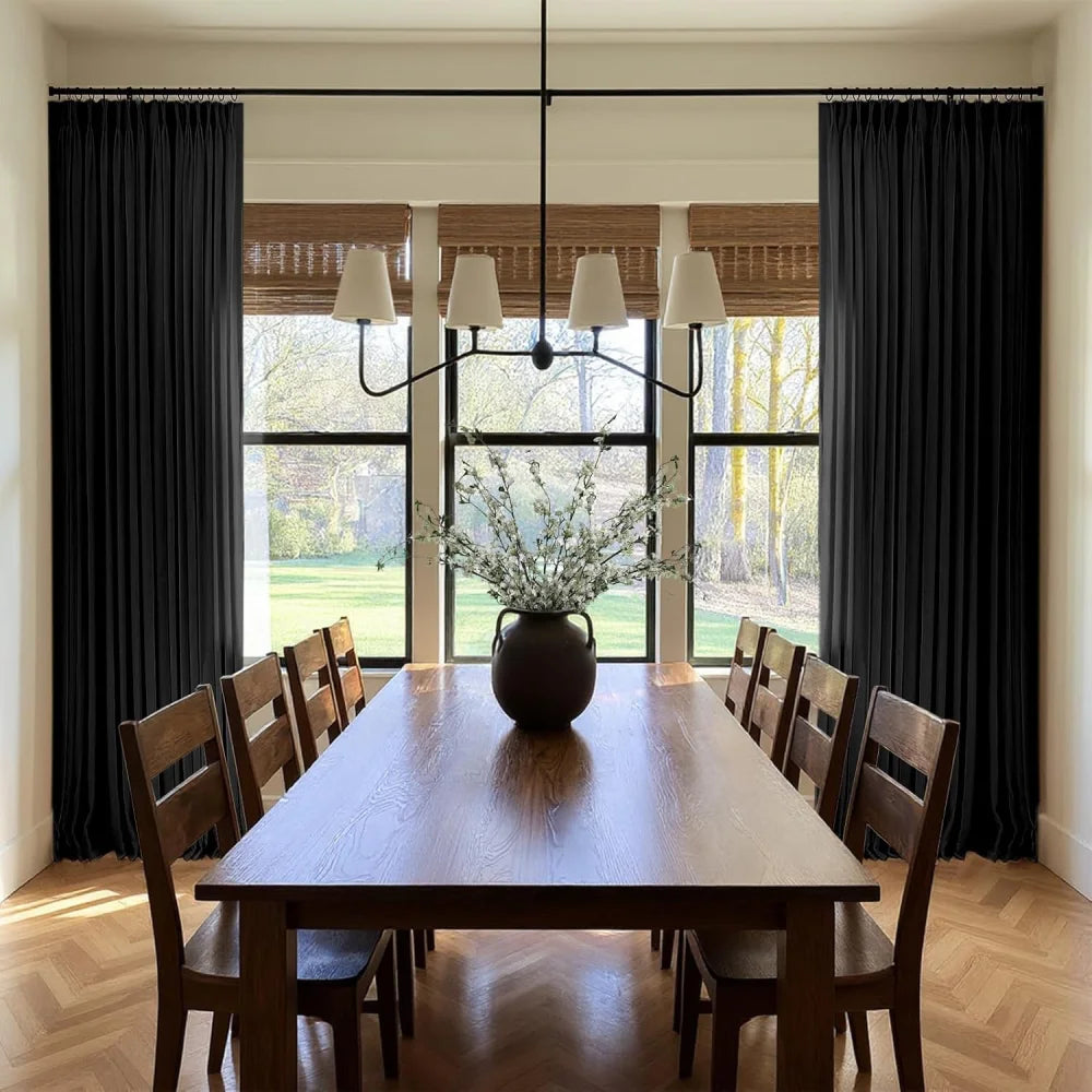Pinch Pleated Linen Curtains for Living Roomt, Pack of 2 Light Filtering Drapes with Hooks